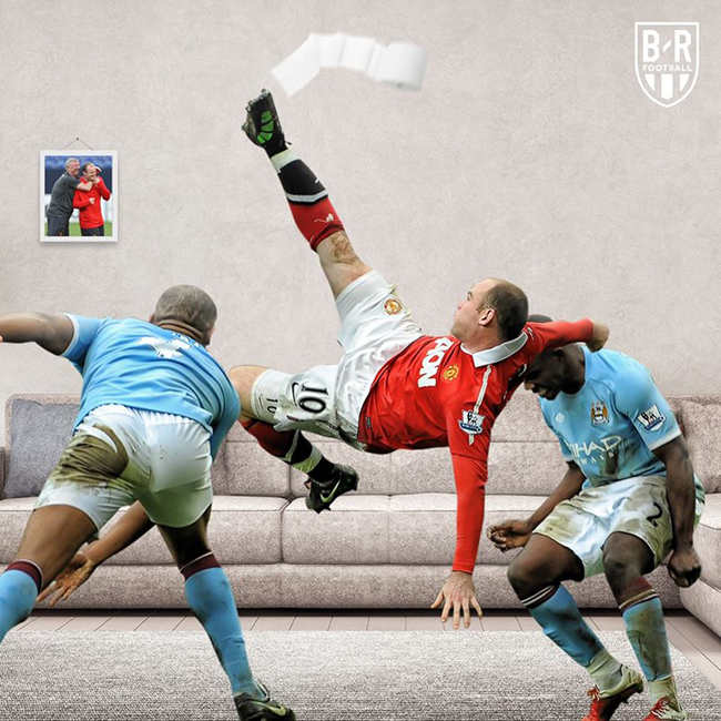 Rooney lập siêu phẩm để đời trong trận derby thành Manchester.