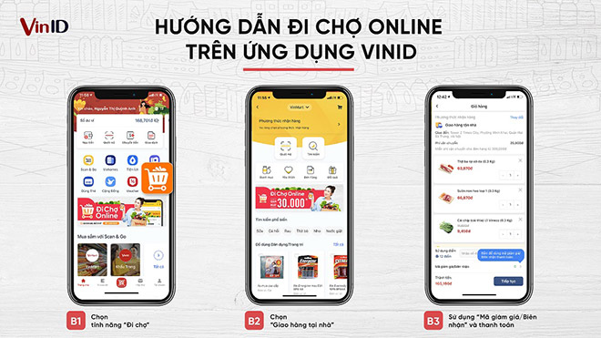 Chỉ với vài thao tác đơn giản, khách hàng đã có thể để VinID “đi chợ hộ”.