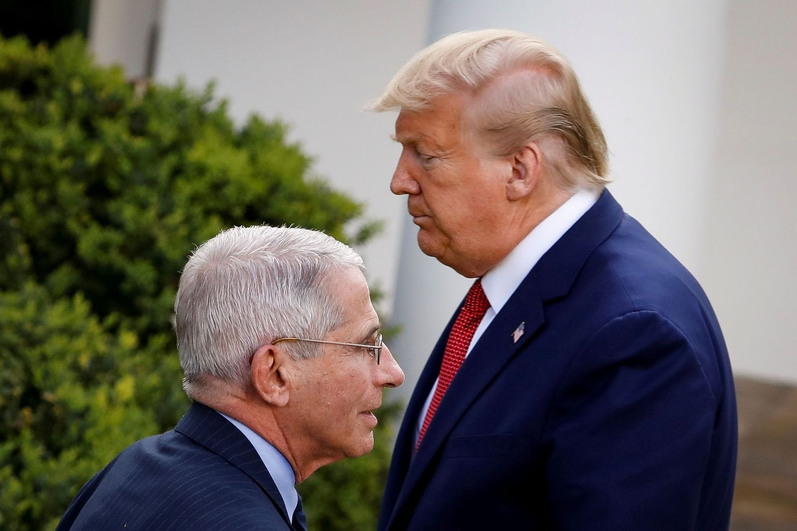 Ông Anthony Fauci đi ngang qua ông Trump trong bài phát biểu quan trọng của Tổng thống Mỹ hôm 29.3 (ảnh: ABC News)