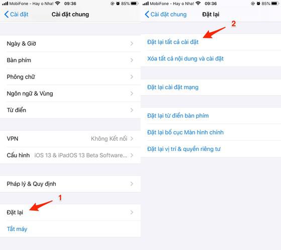 Đặt lại tất cả cài đặt trên iPhone, iPad. Ảnh: MINH HOÀNG