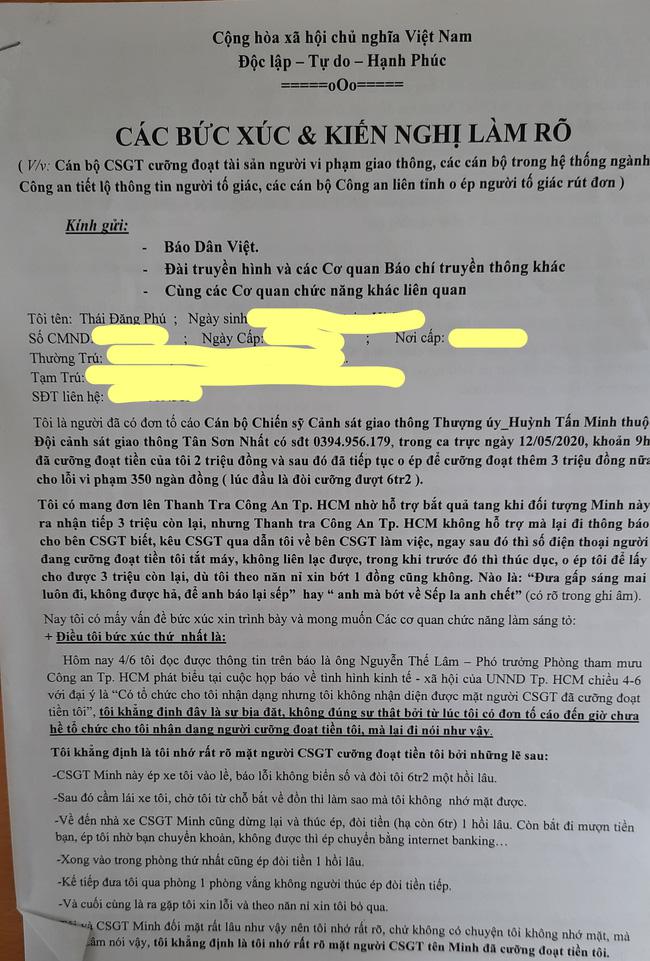 Đơn thư anh Thái Đăng Phú gửi đến báo điện tử Dân Việt cùng một số cơ quan báo chí khác. Ảnh: Quang Phương.