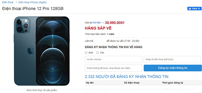 Người mua iPhone 12 Pro tại Việt Nam đang phải chờ đợi.