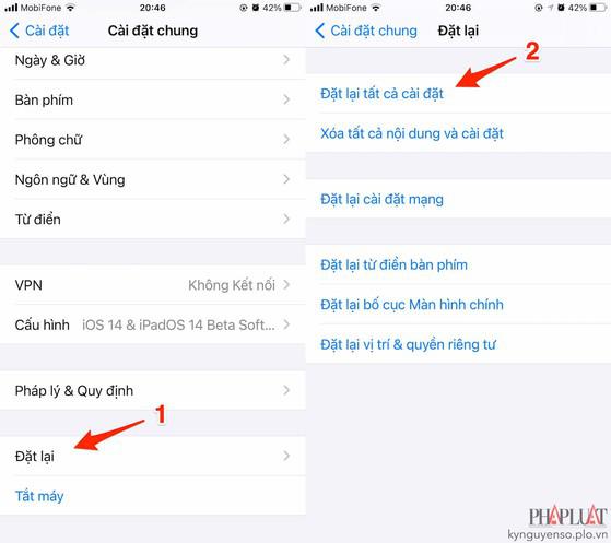 Đặt lại toàn bộ cài đặt trên iPhone. Ảnh: MINH HOÀNG