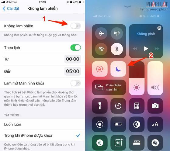 Tắt chế độ Do Not Disturb (không làm phiền) trên iPhone. Ảnh: MINH HOÀNG