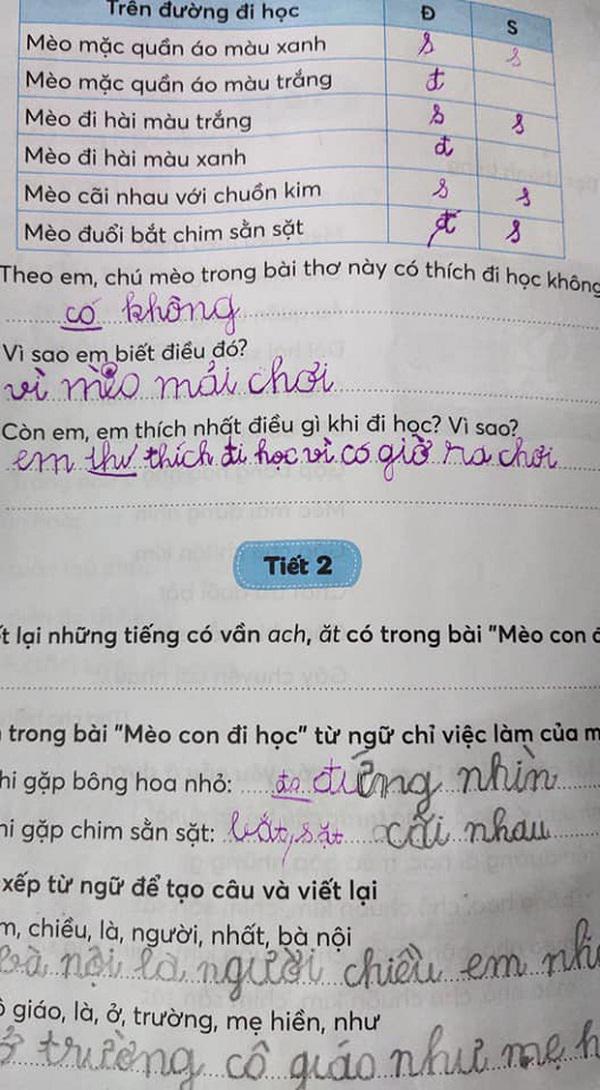 Em thích đi học vì có giờ ra chơi.