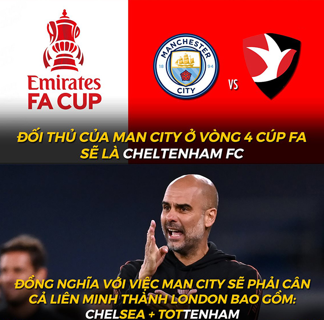 Man City sẽ phải chống lại liên minh thành London ở vòng 4 FA Cup.