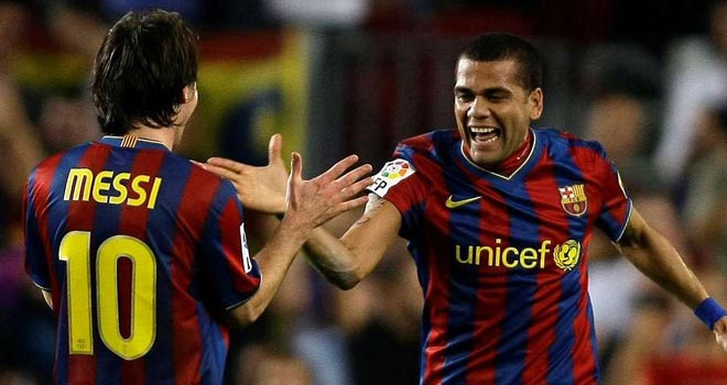 Leo Messi và Dani Alves từng là những đồng đội ăn ý ở Barca