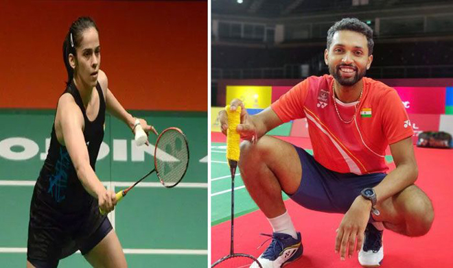 Saina Nehwal (trái),&nbsp;HS Prannoy (phải) được ở lại thi đấu sau khi có kết quả âm tính với Covid-19