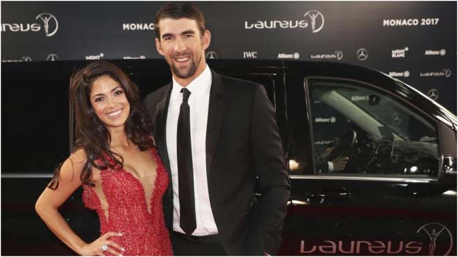 Vợ chồng Nicole và Michael Phelps ở gala trao giải Laureus năm 2017