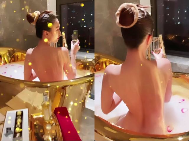 Đời sống Showbiz - &quot;Nữ hoàng nội y&quot; khoe ảnh nude trong bồn tắm dát vàng khiến dân tình “nóng mắt”