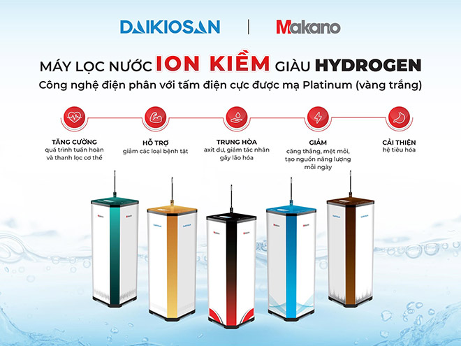 Máy lọc nước ion kiềm giàu Hydrogen Daikiosan, Makano là lựa chọn mua sắm Tết tối giản để bảo vệ và chăm sóc sức khỏe của nhiều gia đình Việt.