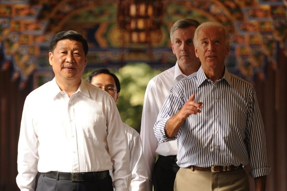 Ông Biden và ông Tập Cận Bình trong cuộc gặp ở Thành Đô, Tứ Xuyên (ảnh: SCMP)