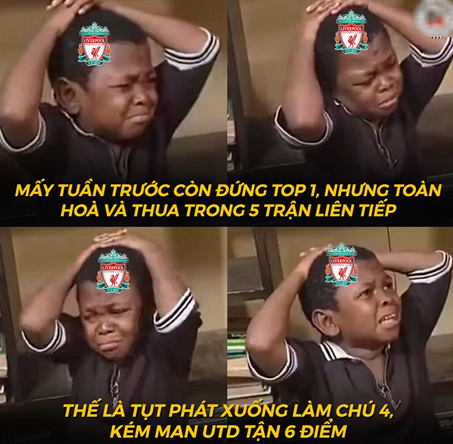 5 trận đấu liên tiếp chỉ biết hòa và thua khiến Liverpool tụt xuống tận top 4.