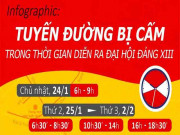 Tin tức trong ngày - Infographic: Các tuyến đường cấm trong thời gian diễn ra Đại hội Đảng XIII