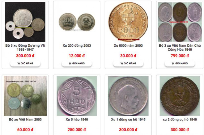 Tiền xu mệnh giá 200 đồng được rao bán với giá 12.000 đồng (gấp 60 lần so với mệnh giá - PV).