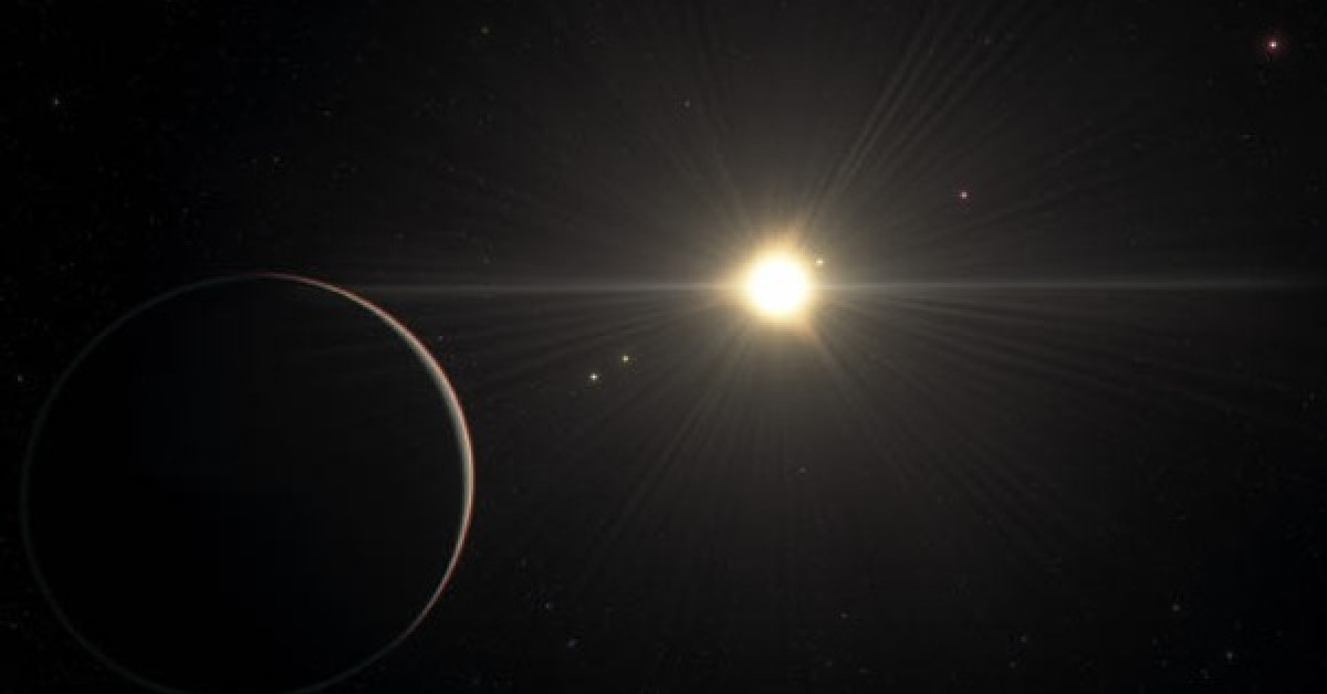 Ảnh đồ họa mô tả hệ sao lùn cam độc đáo với chuỗi cộng hưởng hoàn hảo bậc nhất vũ trụ - Ảnh: L. Calçada / ESO / Spaceengine.org.