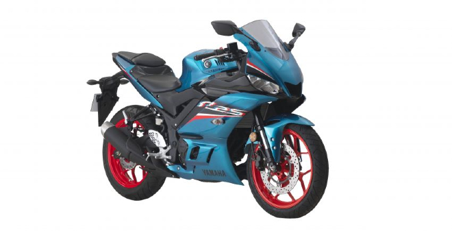 2021 Yamaha YZF-R25 màu xanh Cyan kim loại.