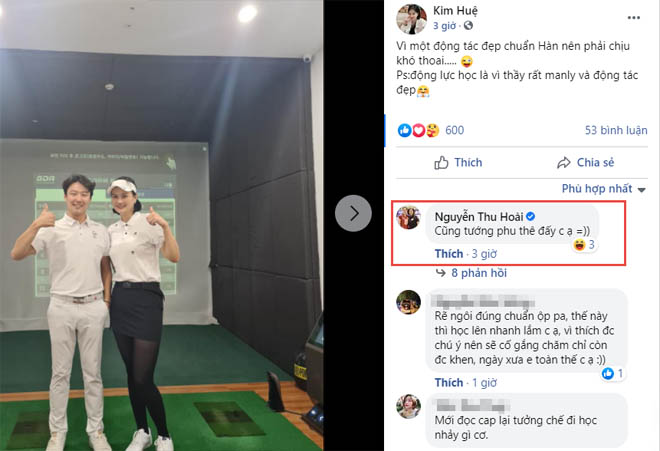 Kim Huệ và HLV golf Hàn quốc chụp chung&nbsp;