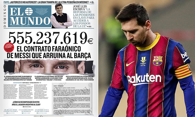 Hợp đồng của Messi với Barcelona bị rò rỉ