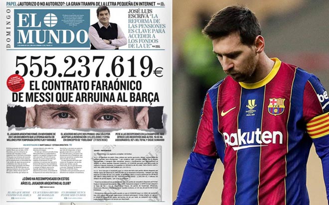 Tờ El Mundo tiết lộ Messi nhận hơn nửa tỷ euro từ Barca trong bản hợp đồng 4 năm