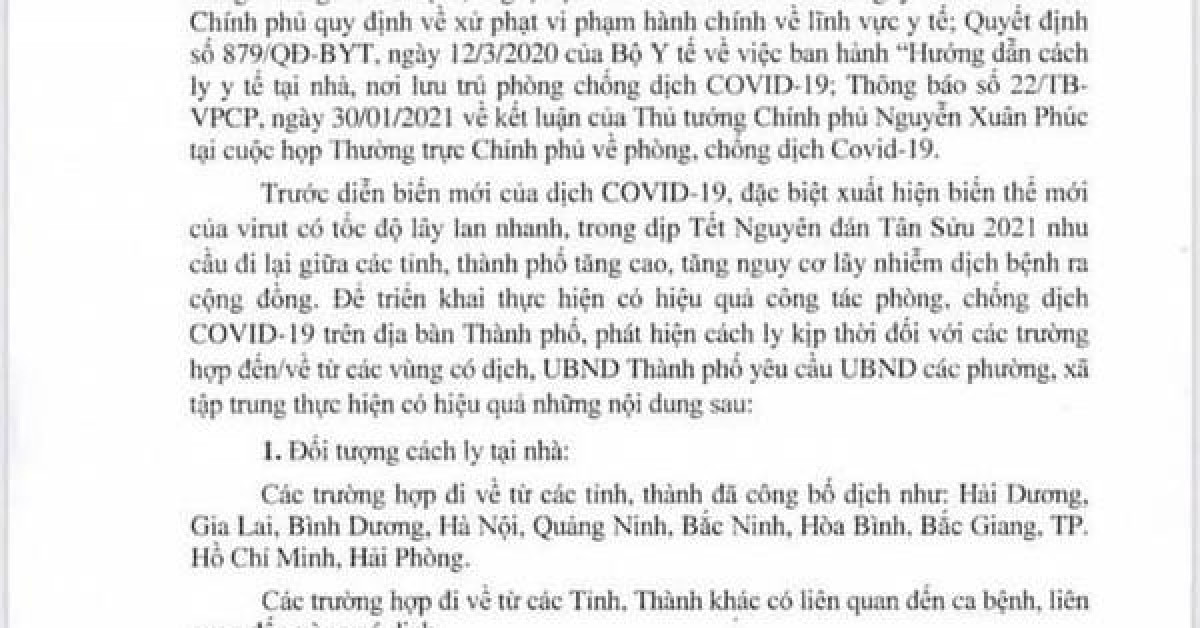 Tin tức trong ngày - Xôn xao công văn cách ly công dân từ TP HCM, Bình Dương về quê ăn Tết