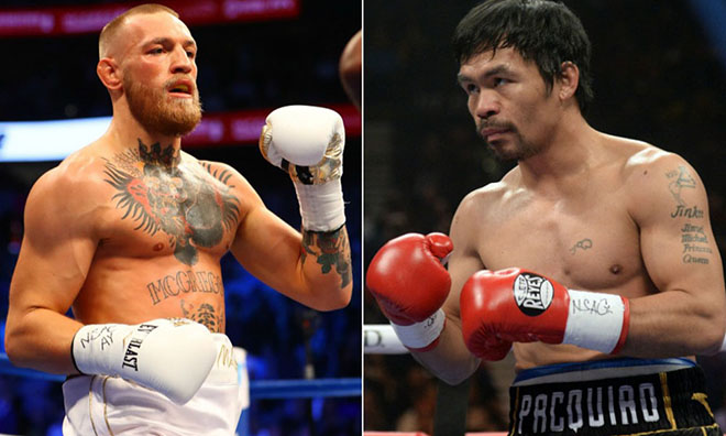 McGregor (trái) tự tin đánh bại Pacquiao