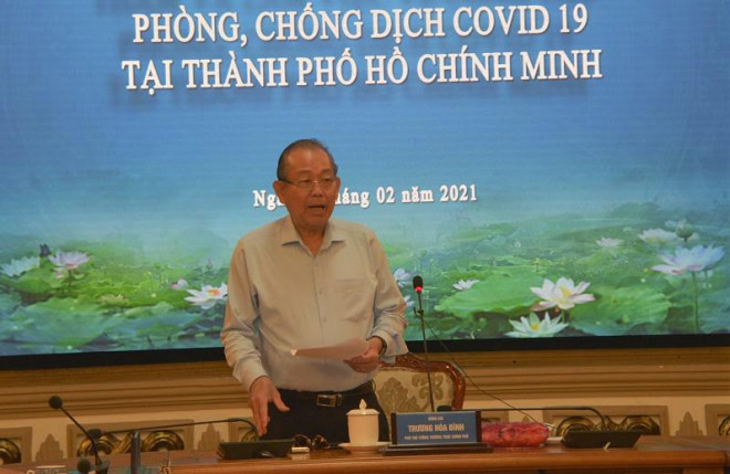 Phó Thủ tướng Thường trực Trương Hòa Bình phát biểu tại buổi làm việc. Ảnh: Tá Lâm
