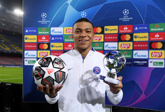 Mbappe xuất sắc được Liên đoàn bóng đá châu Âu (UEFA) trao giải "Cầu thủ xuất sắc nhất trận" sau màn trình diễn chói sáng ở sân khách giúp PSG đặt một chân vào tứ kết Champions League năm nay