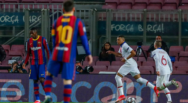 Mbappe làm lu mờ Messi khi giúp PSG thắng ngược Barca 4-1 ngay ở Nou Camp