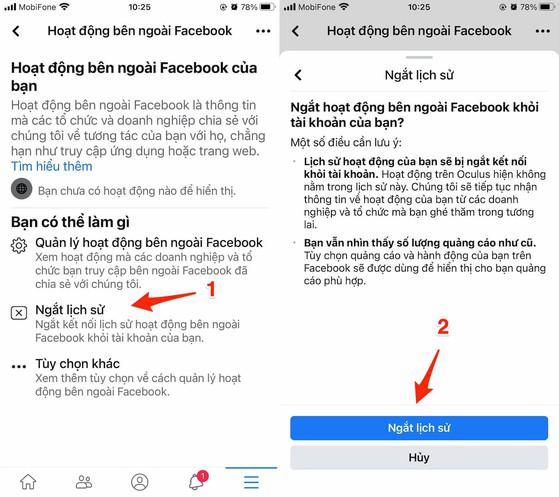 Ngắt lịch sử hoạt động bên ngoài Facebook. Ảnh: MINH HOÀNG