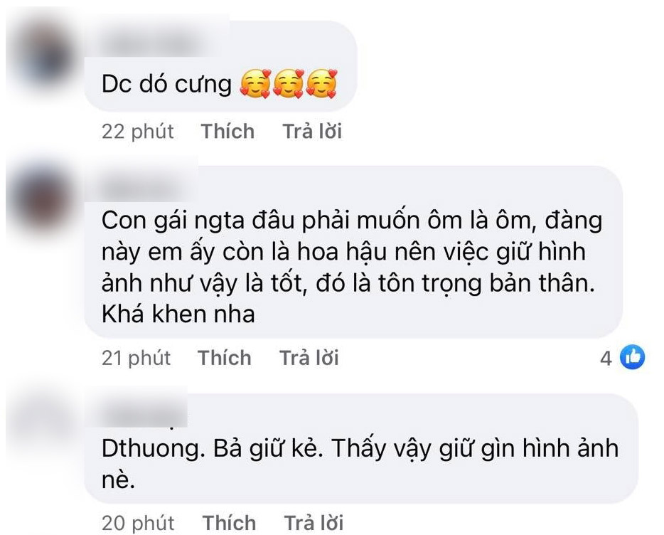 Bên cạnh một số bình luận rằng nàng hậu có hành động không khéo léo thì đa số cư dân mạng lại bênh vực và nhận xét&nbsp;đây cũng là một cách giữ gìn hình ảnh của Đỗ Thị Hà.