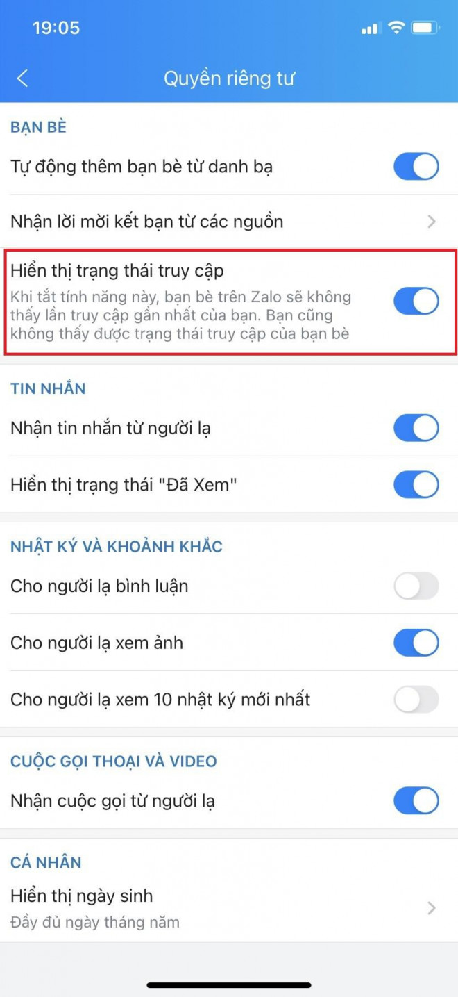 Cách tắt trạng thái vừa mới truy cập trên Zalo cực đơn giản - 2