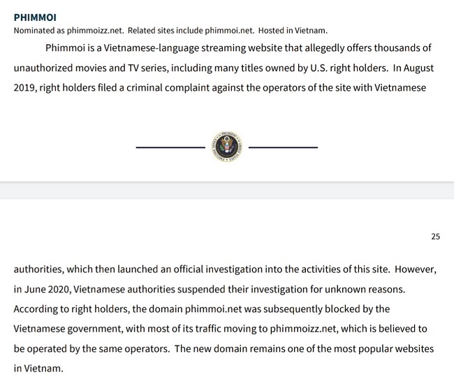 Phimmoi là trang web tiếng Việt có hàng nghìn bộ phim truyền hình vi phạm bản quyền. (Ảnh chụp màn hình).