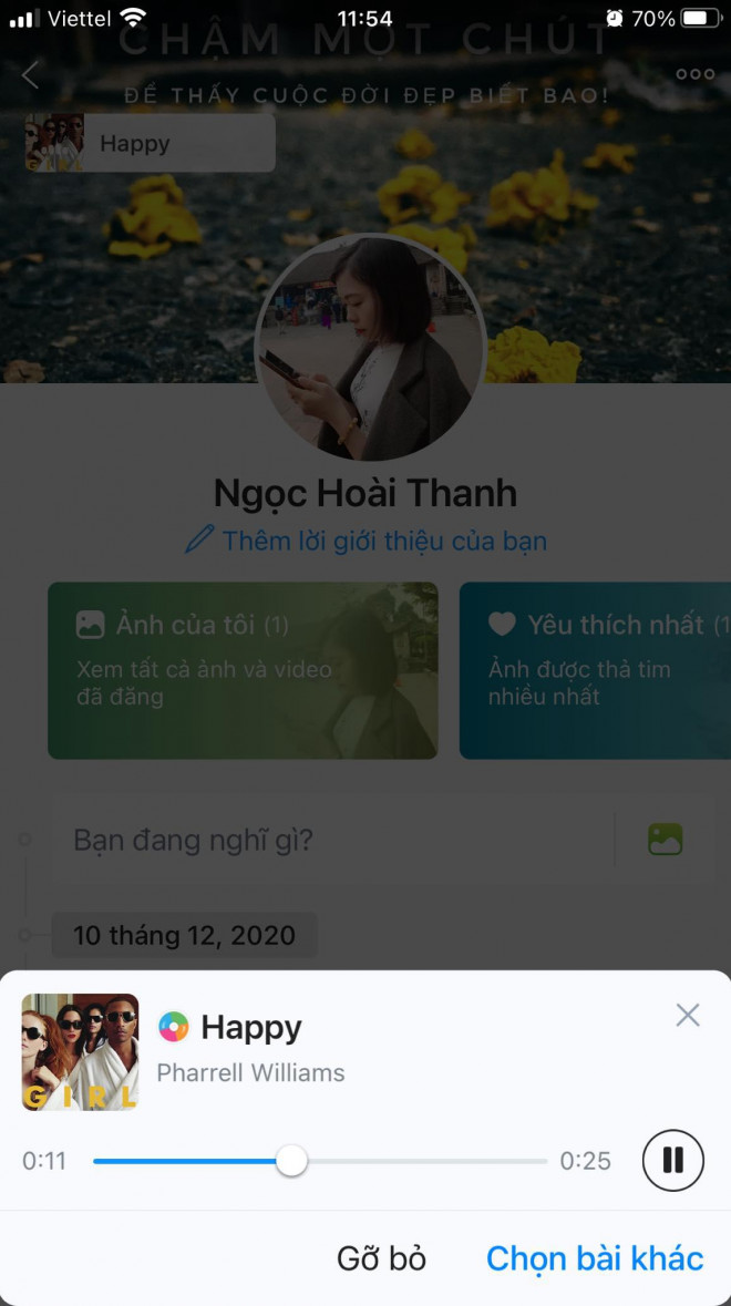 Chọn nhạc nền Zalo.