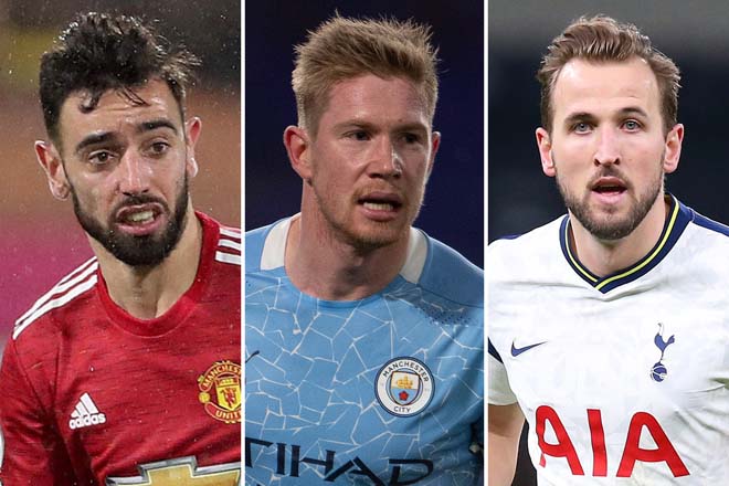 Bruno Fernandes, De Bruyne và Kane đang so kè quyết liệt ở cuộc đua "Vua kiến tạo" Ngoại hạng Anh