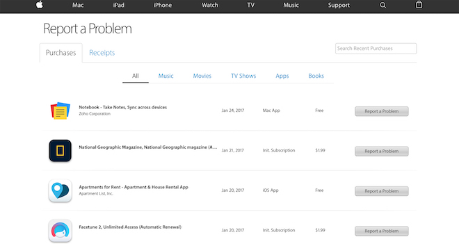 Danh mục các ứng dụng, dịch vụ có thể được hoàn tiền trên App Store.
