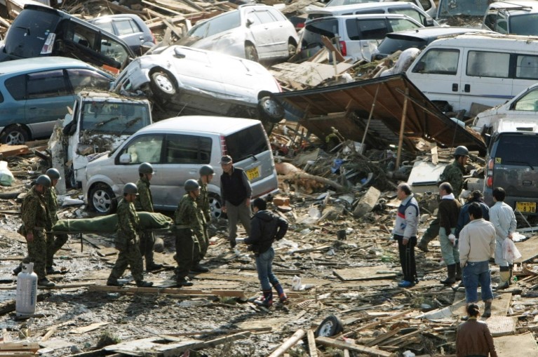 Hiện trường sau thảm họa kép động đất - sóng thần ở Nhật Bản năm 2011. Ảnh:&nbsp;Jiji Press