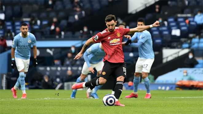 Bruno Fernandes ghi bàn mở tỷ số cho MU vào lưới Man City sau chỉ 101 giây