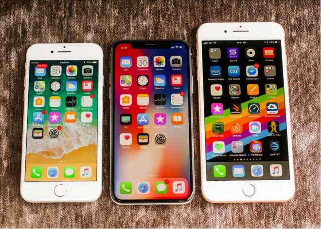 iPhone 8, iPhone X, iPhone 8 Plus.