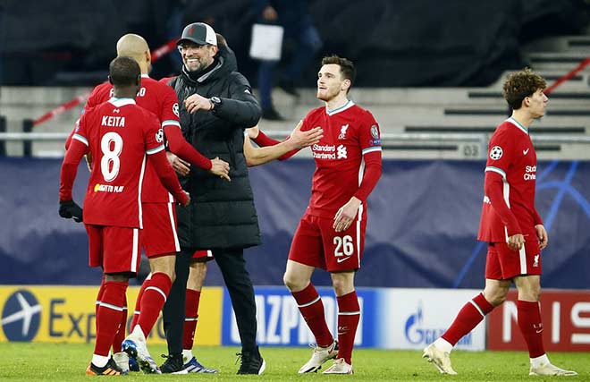 Liverpool thắng Leipzig chung cuộc với tổng tỷ số 4-0 và lọt vào tứ kết