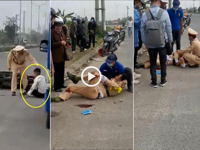 Thanh niên không đội mũ bảo hiểm, tông trọng thương CSGT