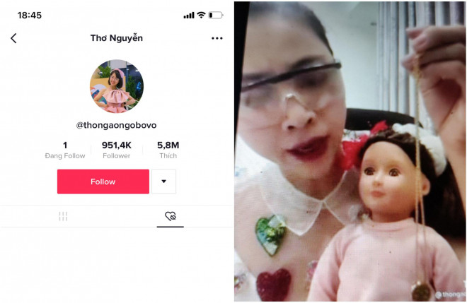 Tiktok của Thơ Nguyễn hiện có tới hơn 951 ngàn người theo dõi