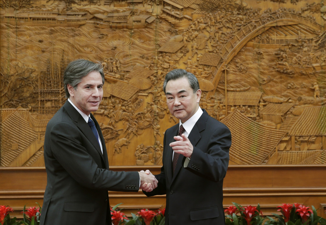 Ngoại trưởng Mỹ - Trung Quốc trong một cuộc gặp (ảnh: CGTN)