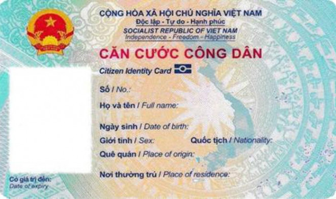 CCCD gắn chip thể hiện đồng thời 2 ngôn ngữ tiếng Việt và tiếng Anh