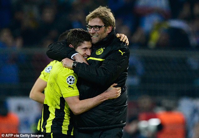 Klopp và Lewy thời còn chơi cho Dortmund