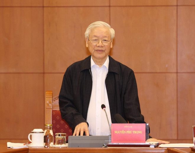 Tổng Bí thư, Chủ tịch nước Nguyễn Phú Trọng - Trưởng Ban Chỉ đạo Trung ương về phòng, chống tham nhũng - chủ trì phiên họp của Thường trực Ban Chỉ đạo Ảnh: TTXVN