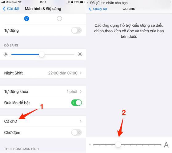 Cách thay đổi kích thước phông chữ trên iPhone, iPad. Ảnh: MINH HOÀNG