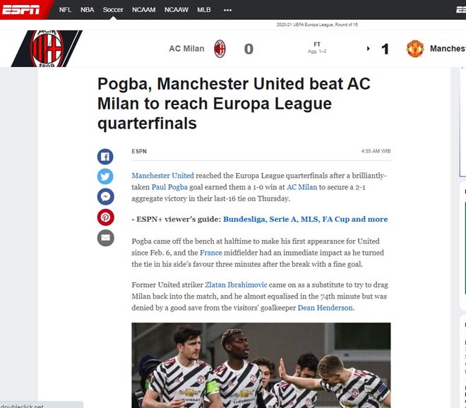 ESPN tin rằng MU sẽ còn bay xa nhờ vào Pogba