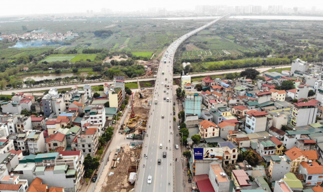 Toàn cảnh dự án cầu Vĩnh Tuy giai đoạn 2 bắc qua sông Hồng (Hà Nội)