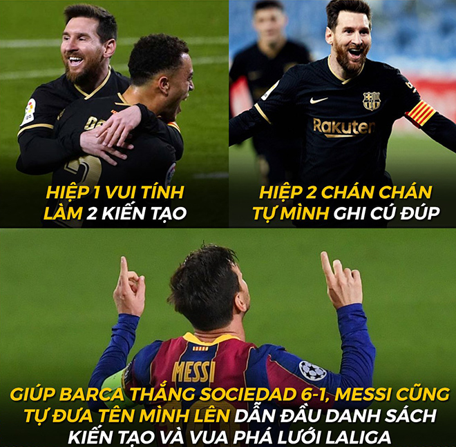 Messi dẫn đầu danh sách ghi bàn và vua phá lưới của La Liga.